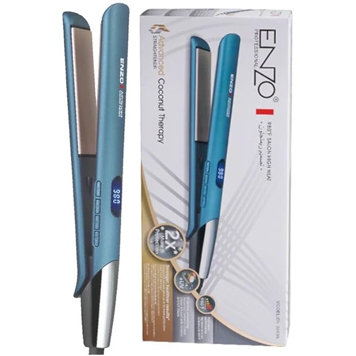 Hair Straightener Ceramic Hair Straightener Treatment with Walnut,Professional Hair,Salon Temperature Up to 980 Degrees Fahrenheit,EN-3863 - Image 1